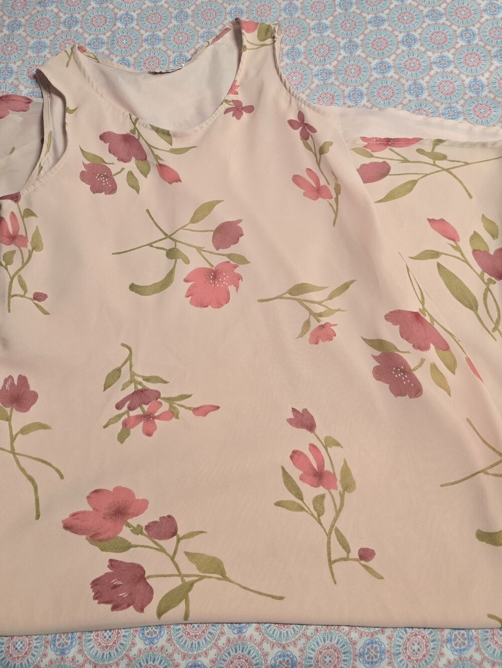 Vintage Maxi Sleeveless Pink Floral Shift Dress